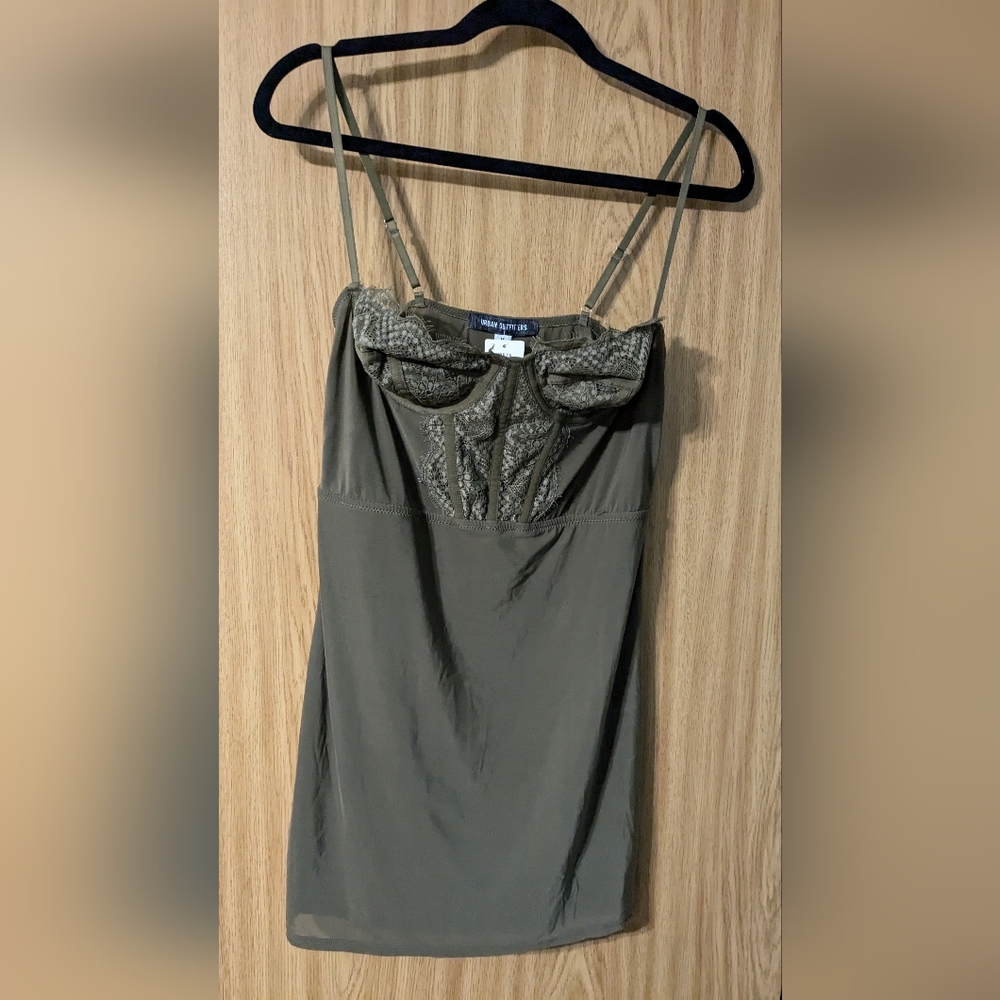 Urban Outfitters olive green slip dress